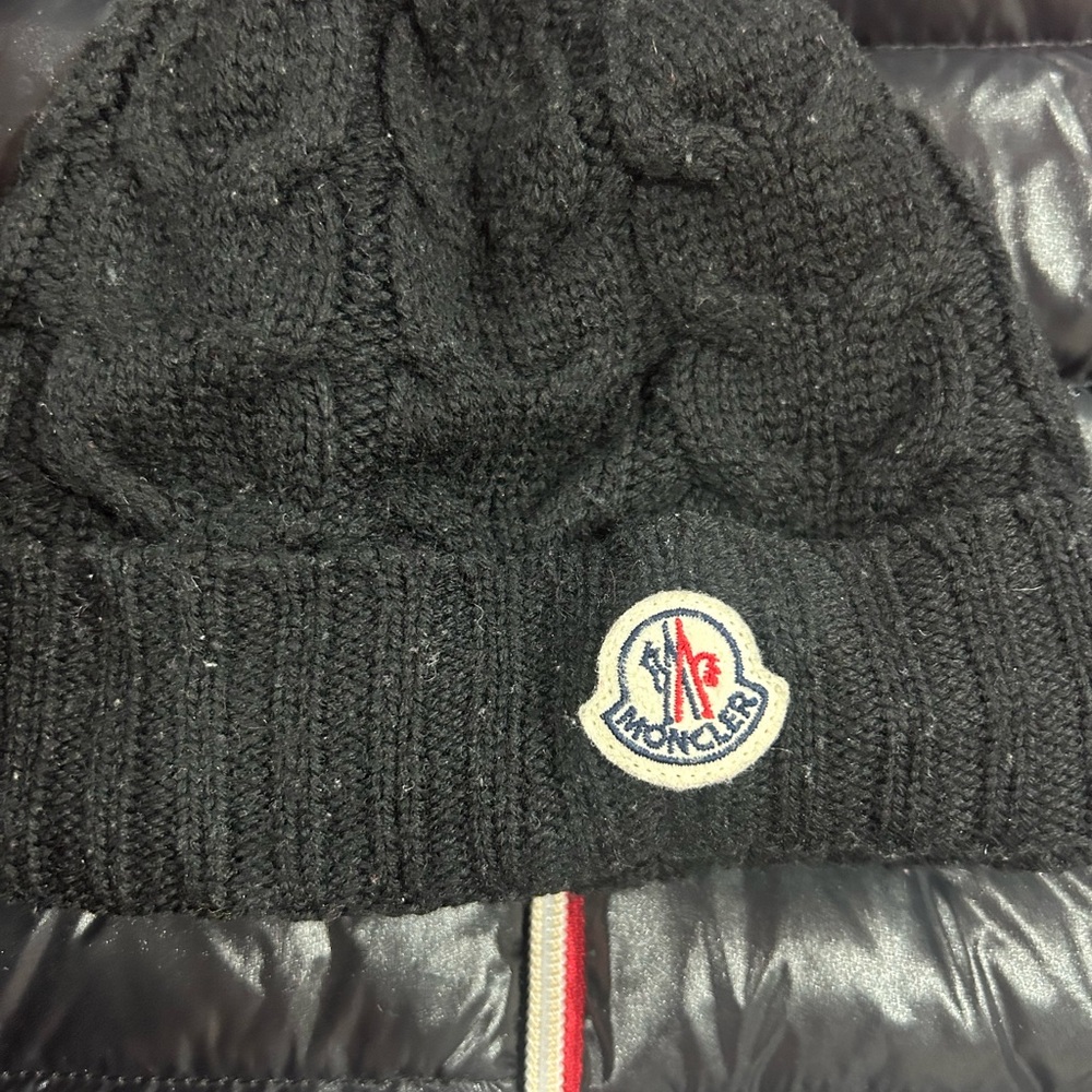 Authentic Moncler Shiny Black Puffer Jacket with Knit beanie bundle - Picture 3 of 8